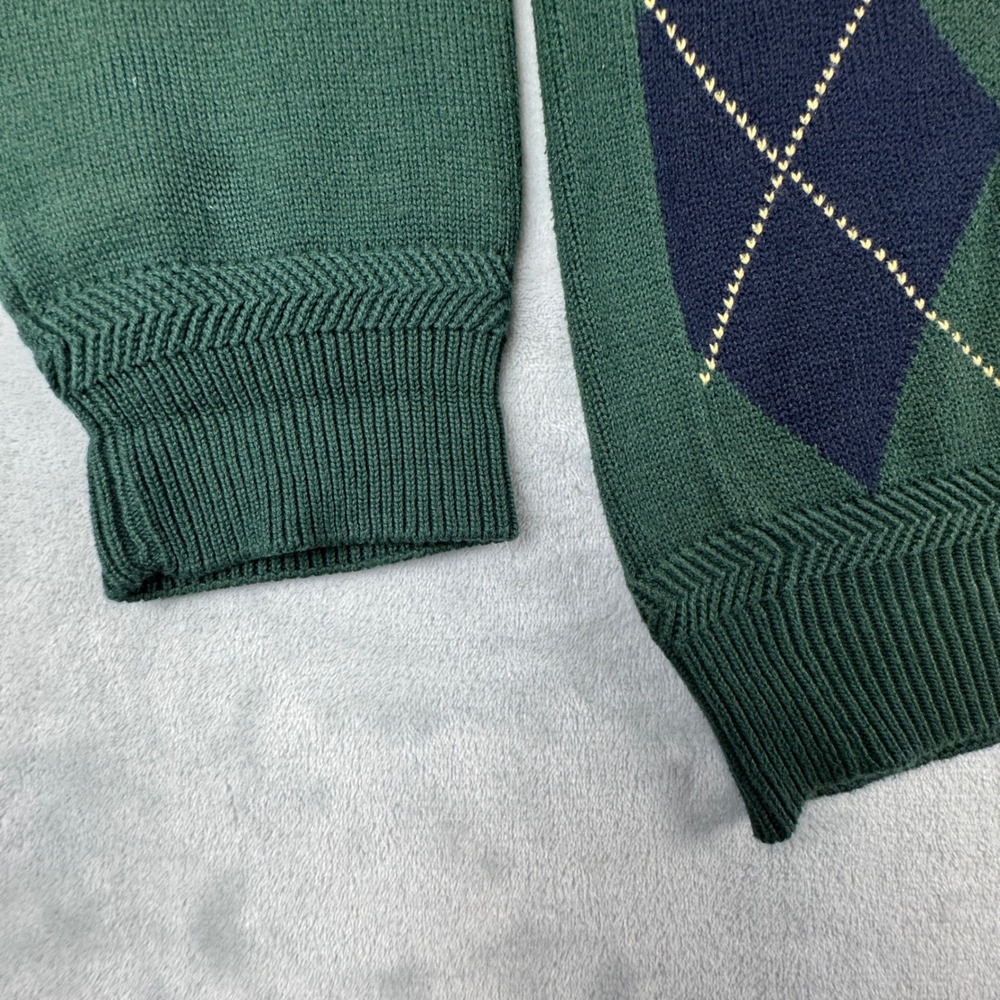 VTG Y2K Nautica Men's Argyle Sweater Green Navy Crew Neck Long Sleeve Cotton XL‎ - Picture 6 of 8